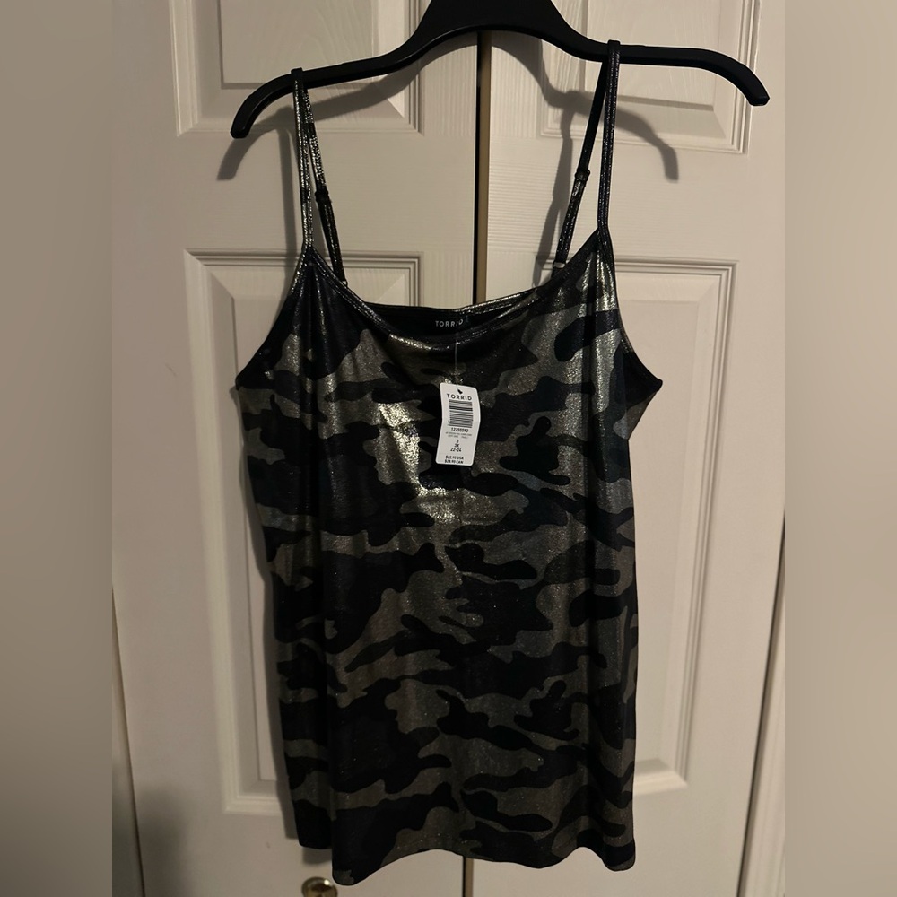 Torrid Black and Gray Camo Camisole
